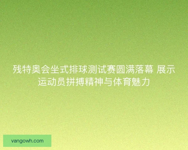 残特奥会坐式排球测试赛圆满落幕 展示运动员拼搏精神与体育魅力