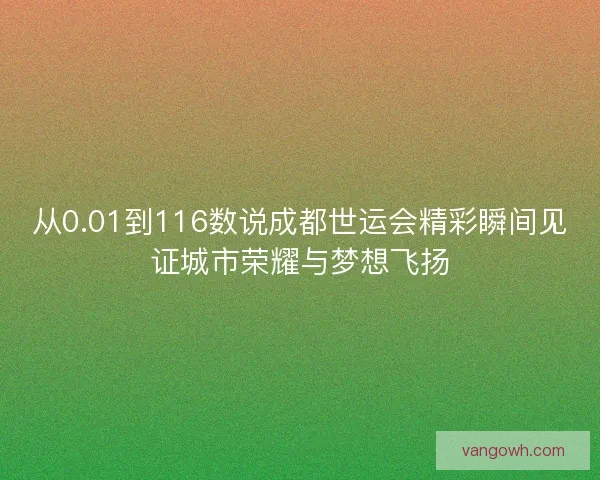 从0.01到116数说成都世运会精彩瞬间见证城市荣耀与梦想飞扬