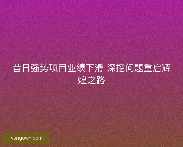昔日强势项目业绩下滑 深挖问题重启辉煌之路