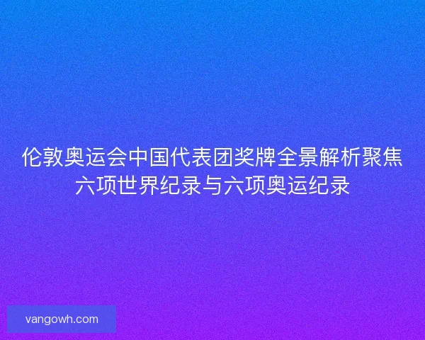 伦敦奥运会中国代表团奖牌全景解析聚焦六项世界纪录与六项奥运纪录