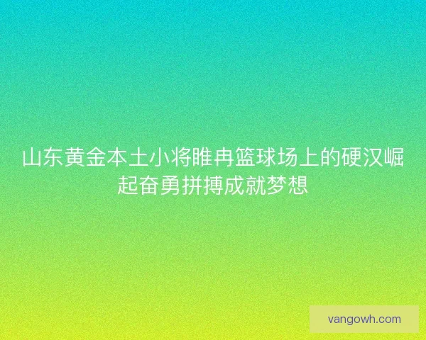 山东黄金本土小将睢冉篮球场上的硬汉崛起奋勇拼搏成就梦想